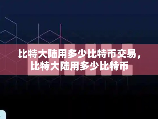 比特大陆用多少比特币交易，比特大陆用多少比特币