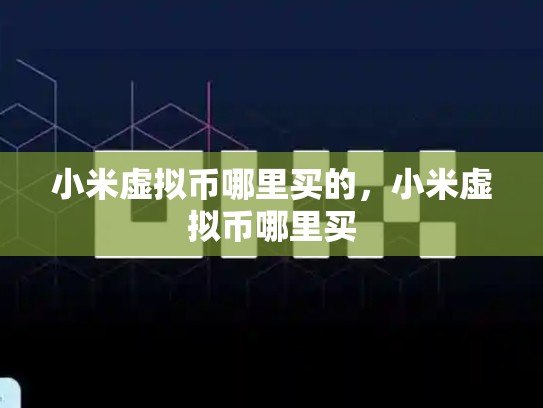 小米虚拟币哪里买的，小米虚拟币哪里买